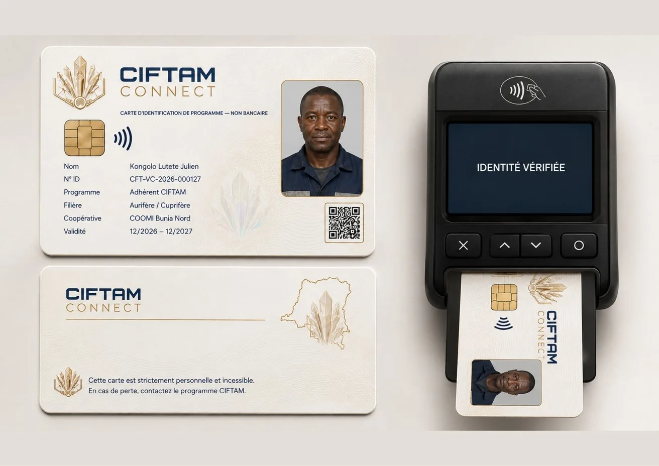 Une carte privée CIFTAM et d’un terminal de lecture